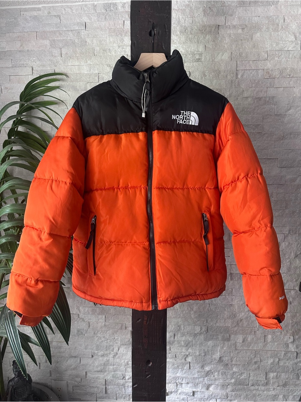 The North Face Orange and Black Retro 700 Down Fill Nuptse Puffer Jacket Size M